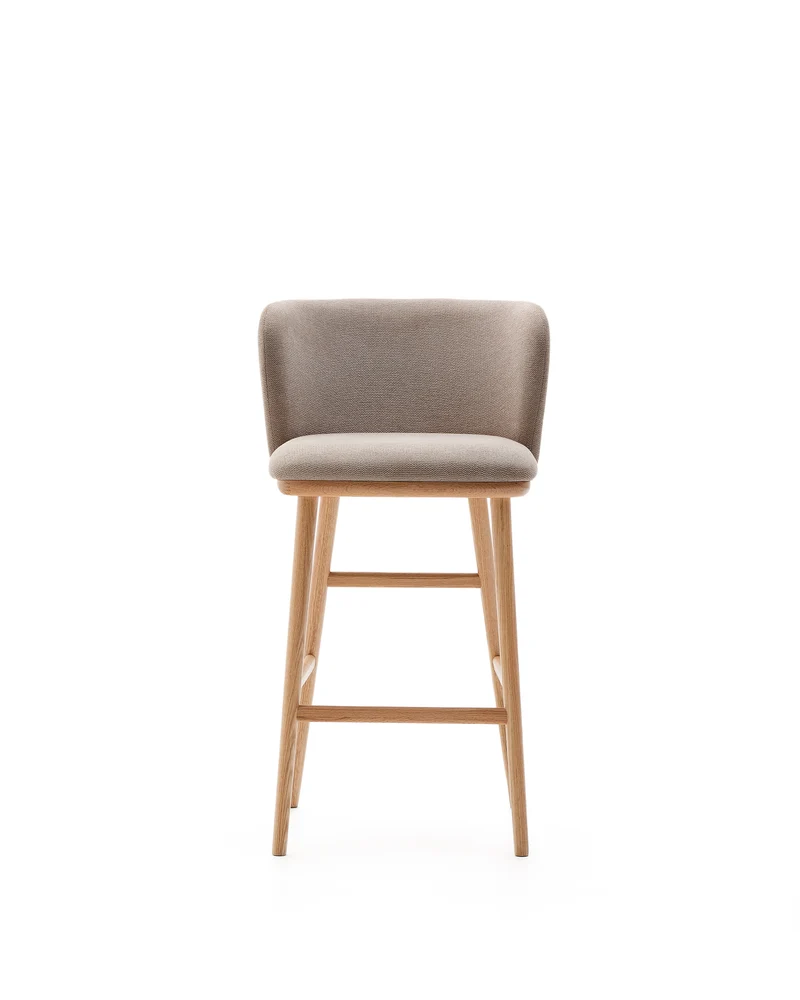 Ciselia stool brown chenille with natural legs 65 cm