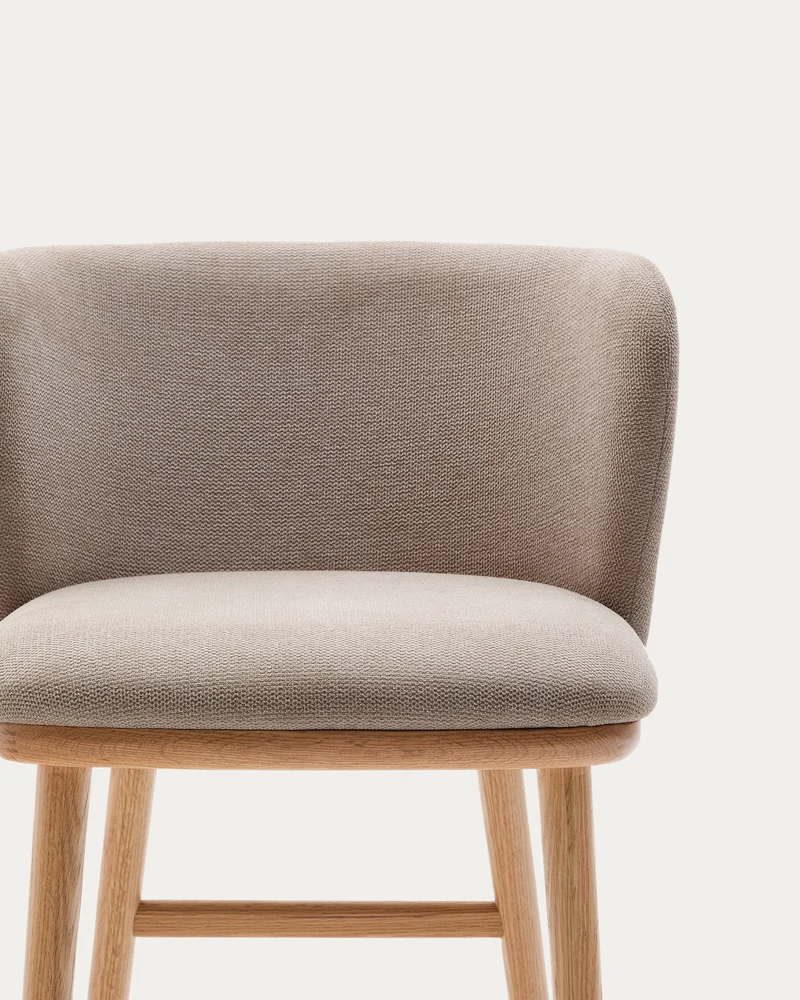 Ciselia stool brown chenille with natural legs 65 cm