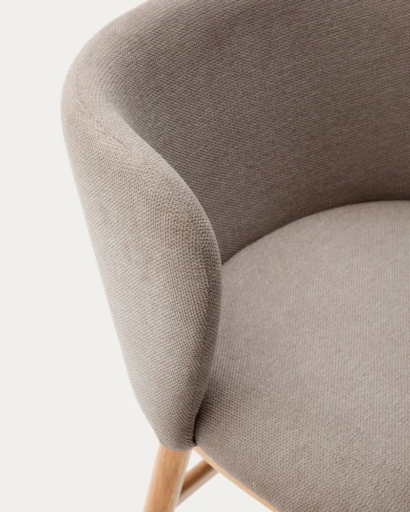 Ciselia stool brown chenille with natural legs 65 cm