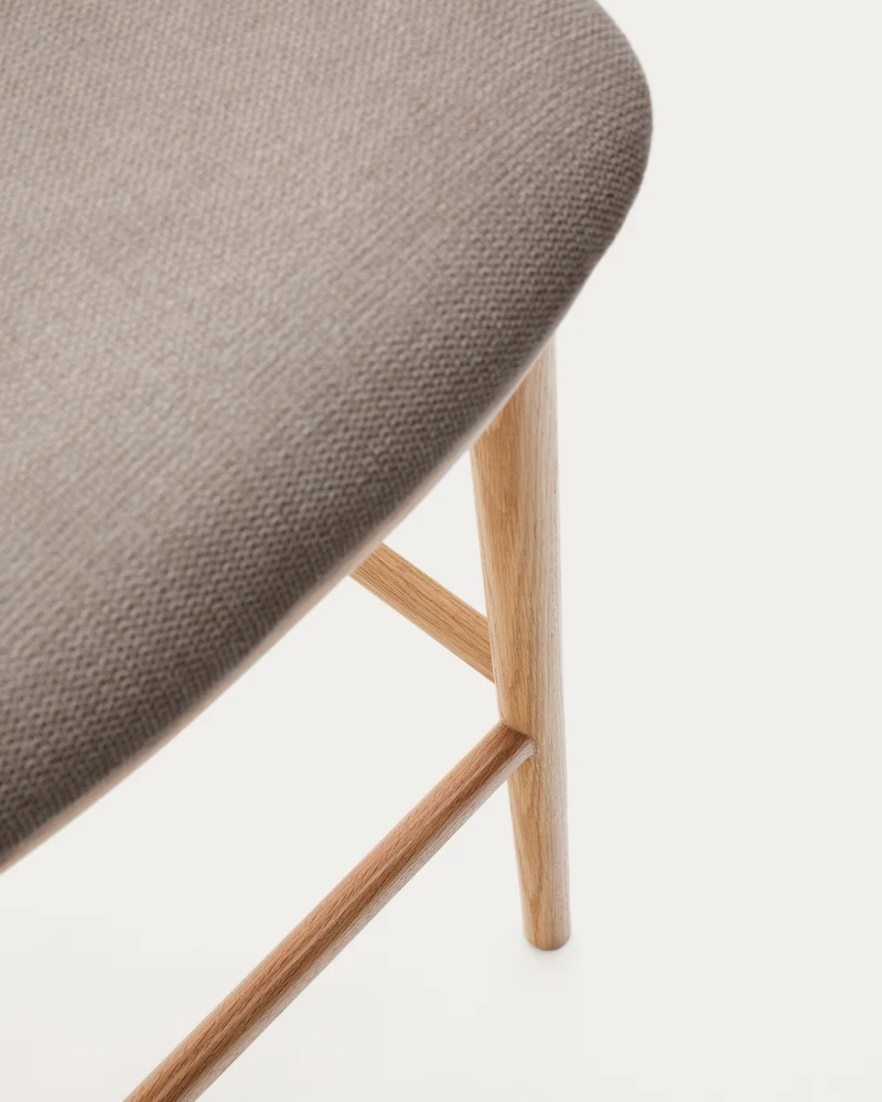 Ciselia stool brown chenille with natural legs 65 cm