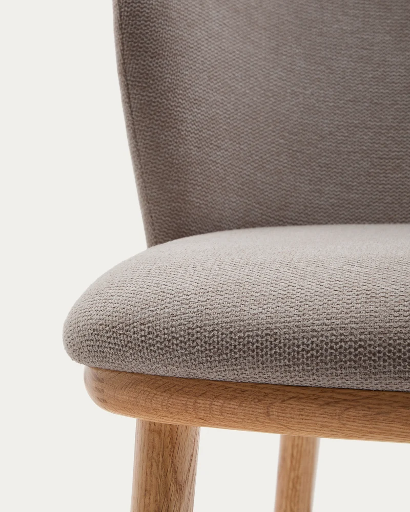 Ciselia stool brown chenille with natural legs 65 cm