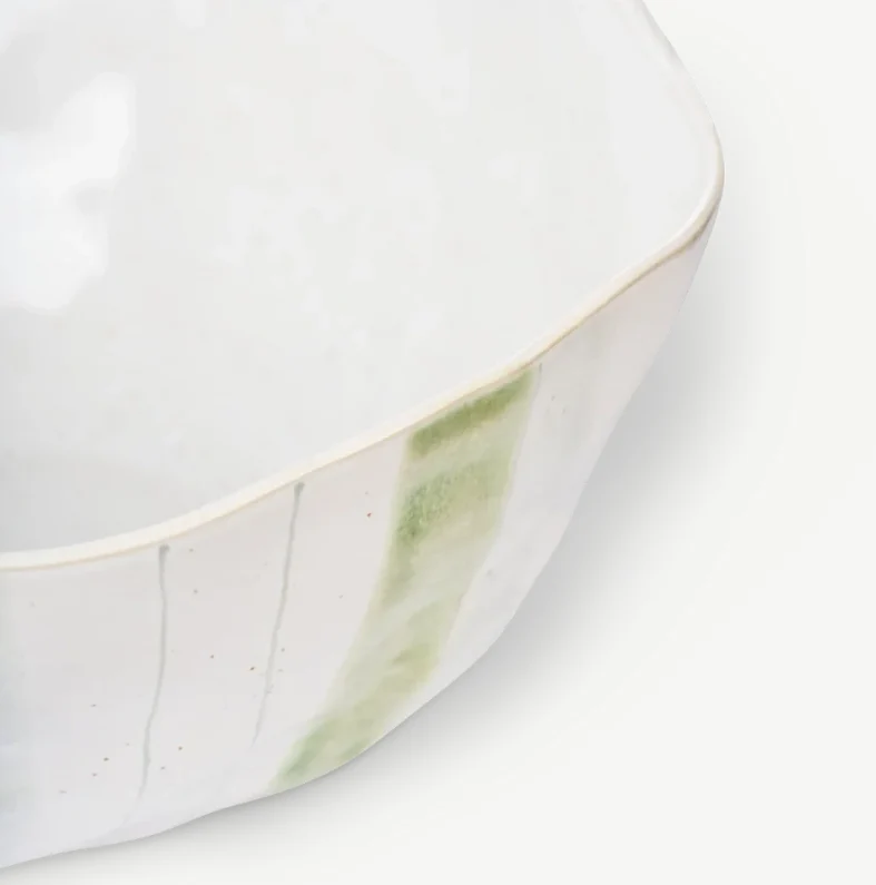 Hollywell Serving Bowl, Green Stripe