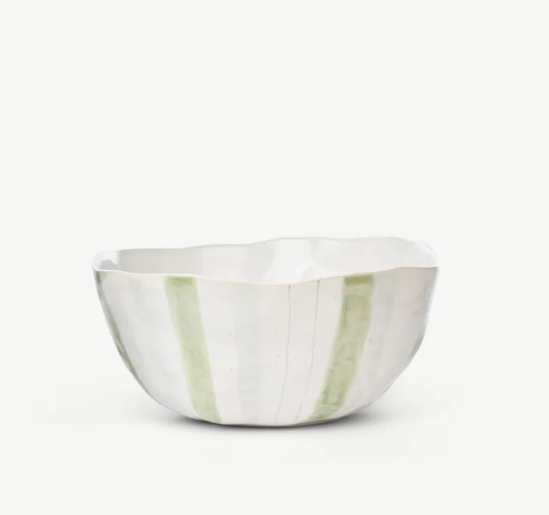 Hollywell Serving Bowl, Green Stripe