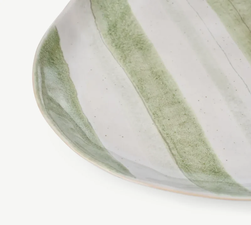 Hollywell Oval Platter, Green Stripe