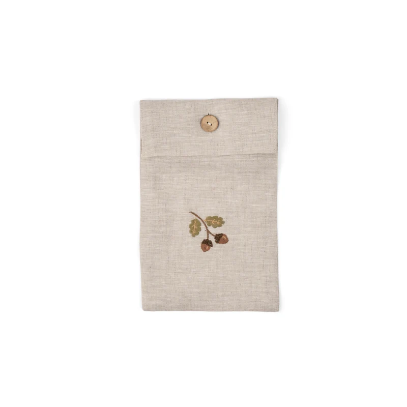 Acorn Linen Embroidered Napkins - Set of 4