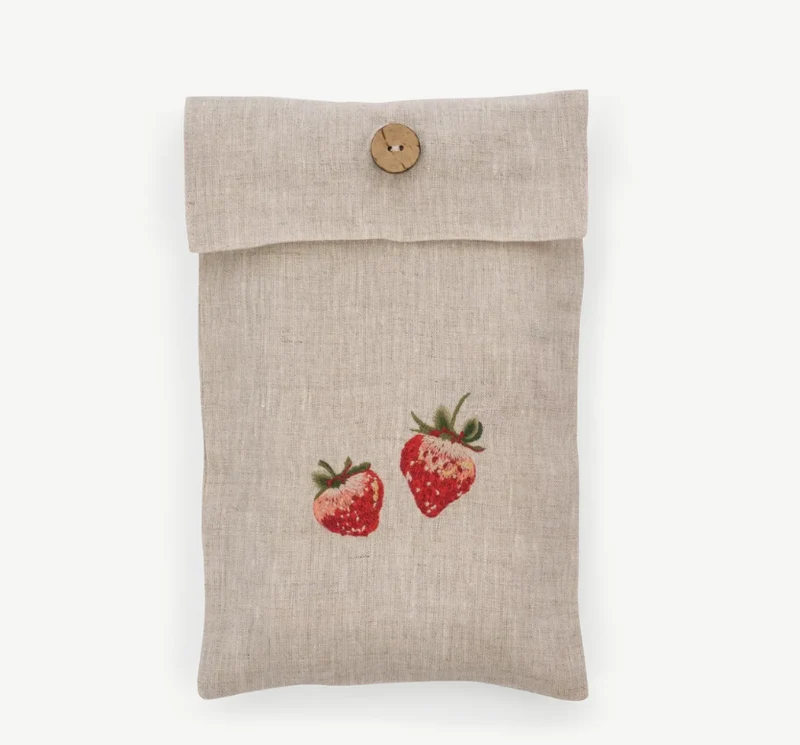 Strawberry Linen Embroidered Napkins - Set of 4