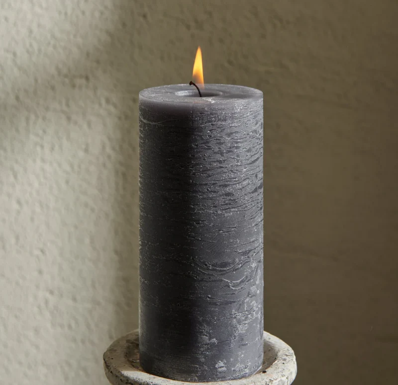 Blyton Pillar Candle, Charcoal