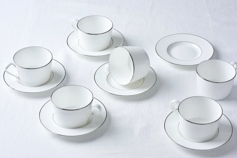 Fenton Bone China Tea Cup and Saucer, Platinum