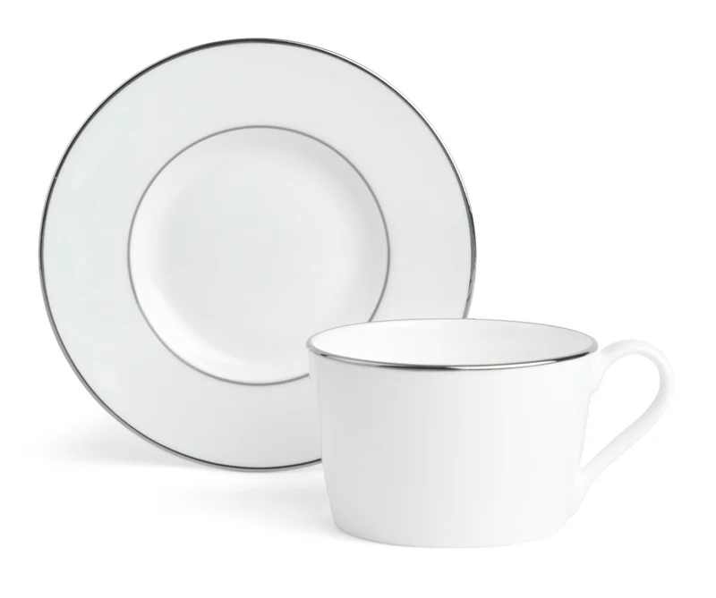 Fenton Bone China Tea Cup and Saucer, Platinum