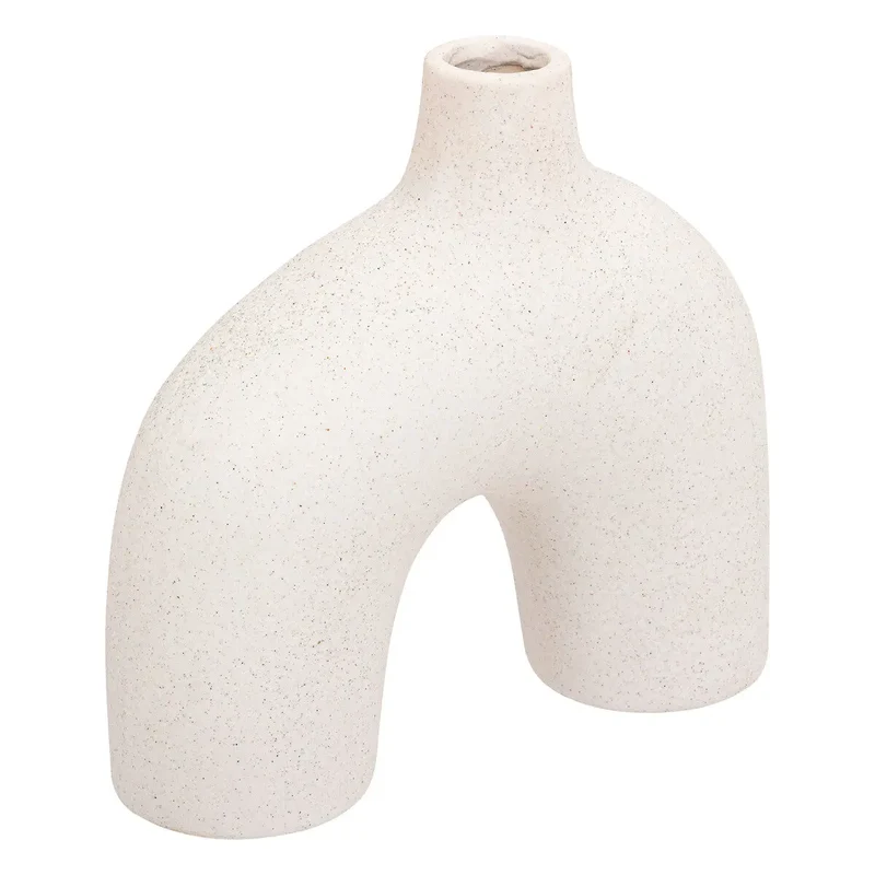 Vase arc Asy Céramique blanc, H.25 cm