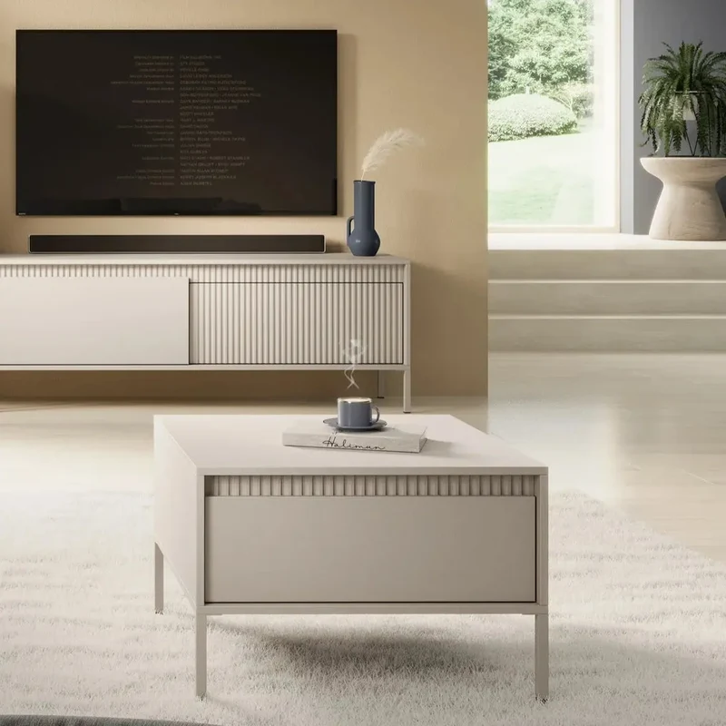 Table Basse de style moderne avec un tiroir SENSATION - 68 x 68 x 48cm