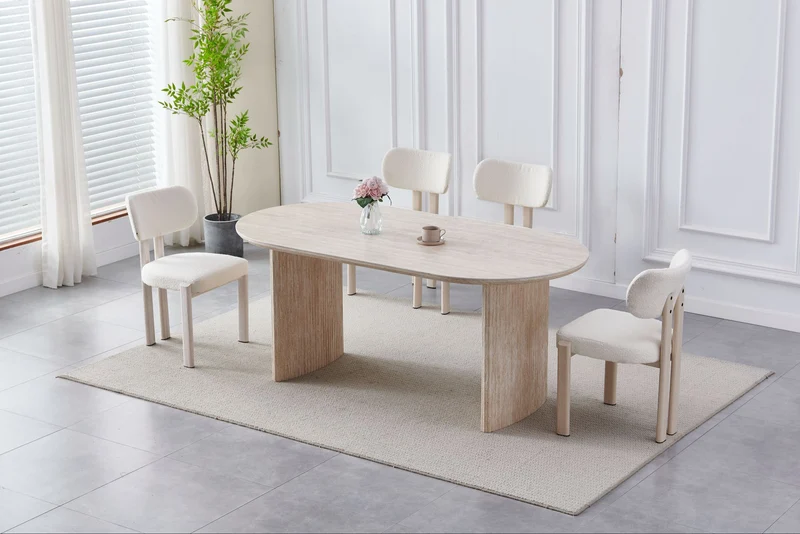 Rosalia - Table à Manger en Céramique effet Marbre / Travertin