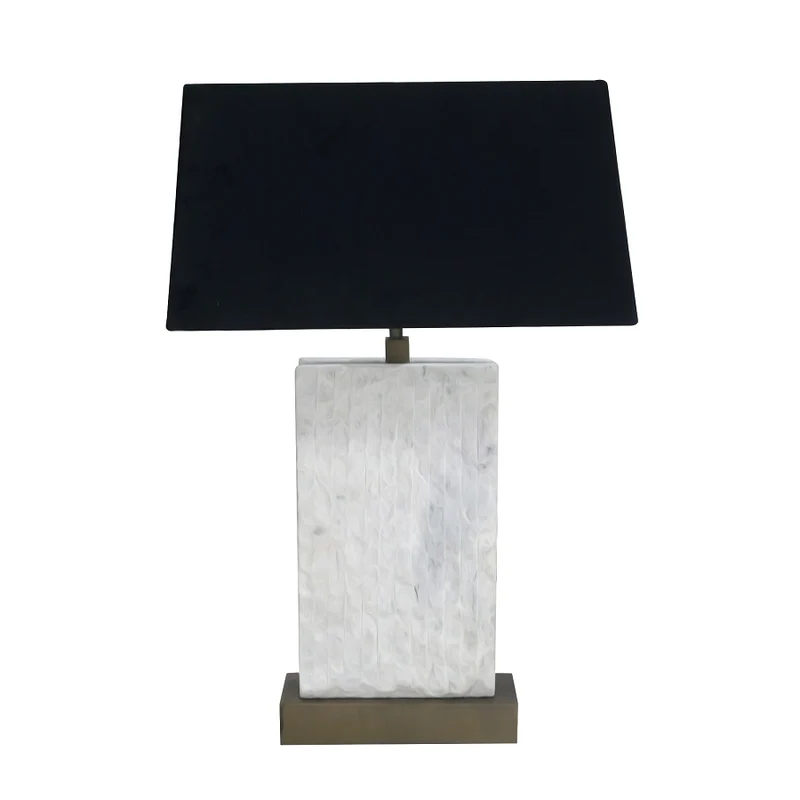 Lamp Carrara - White Stone & Antique Bronze
