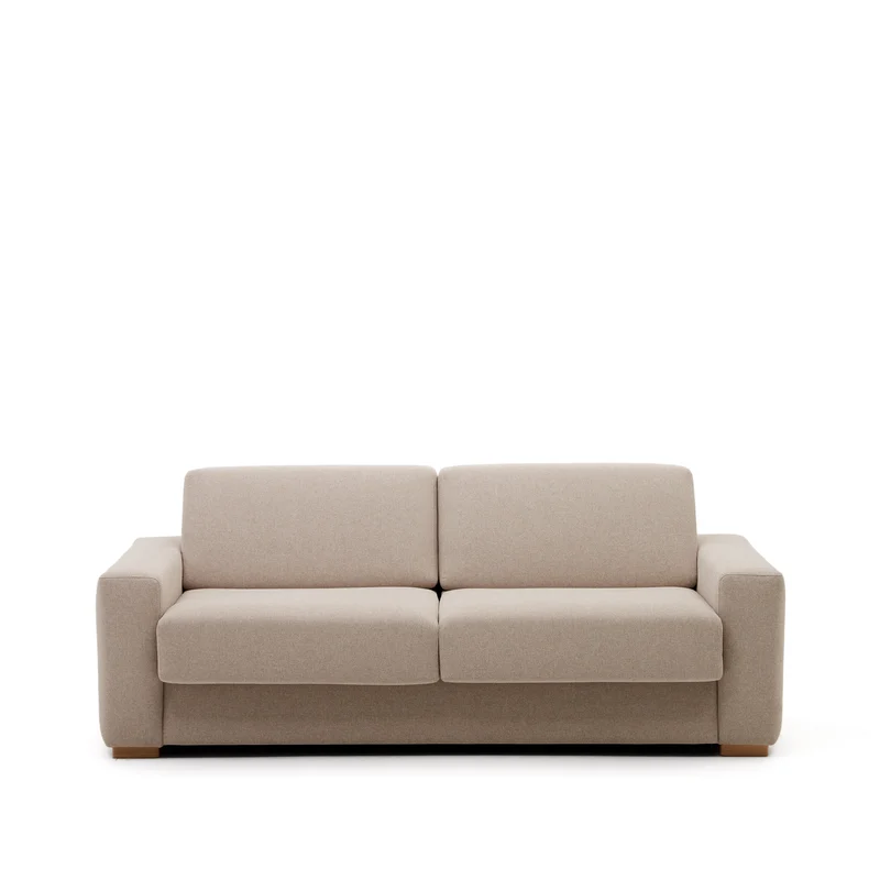 Anley beige 3-seater sofa bed with solid beech wood legs 224cm FSC Mix Credit