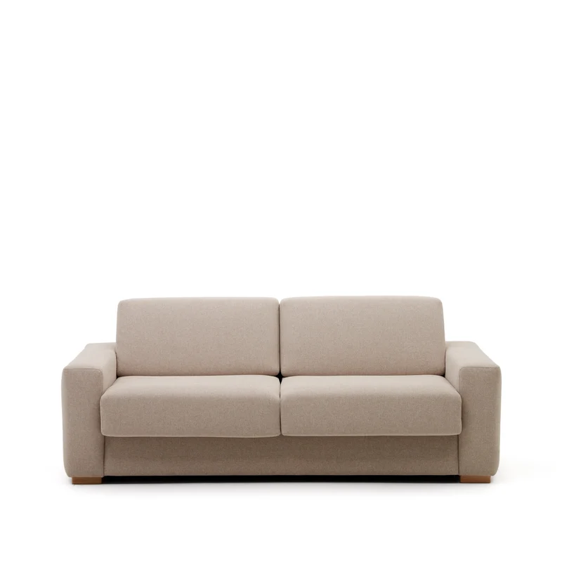 Anley beige 3-seater sofa bed with solid beech wood legs 224cm FSC Mix Credit