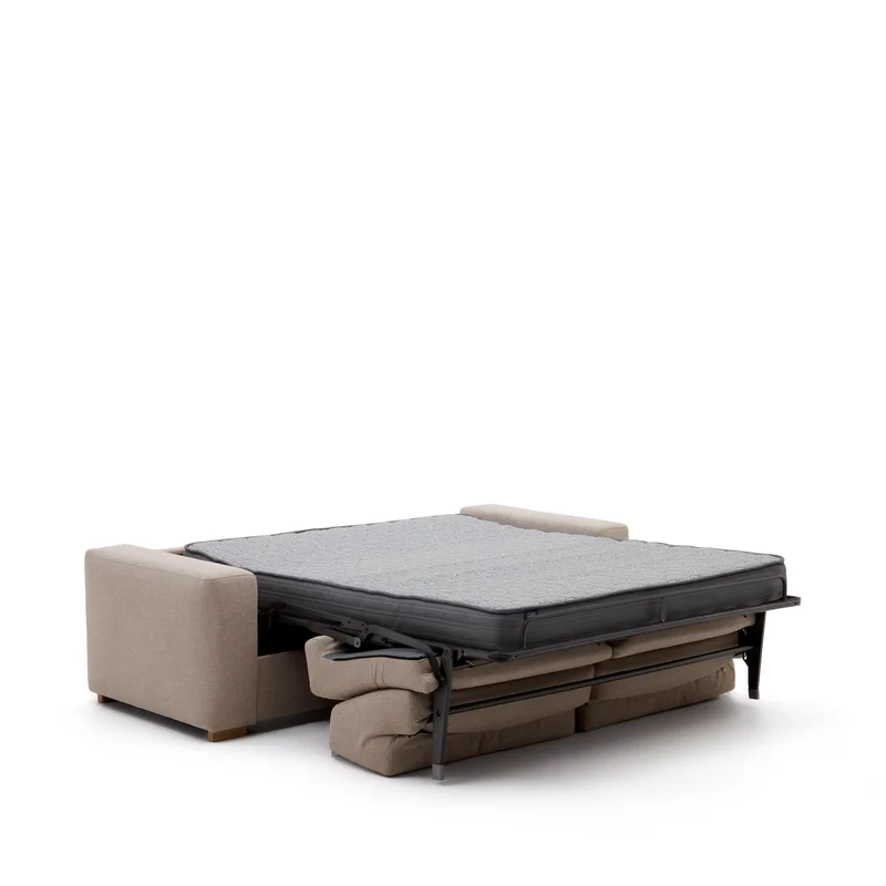 Anley beige 3-seater sofa bed with solid beech wood legs 224cm FSC Mix Credit