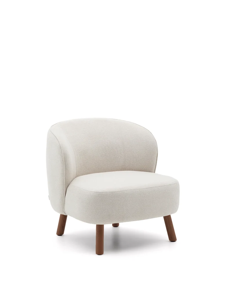 Ulit armchair in beige chenille walnut finish legs