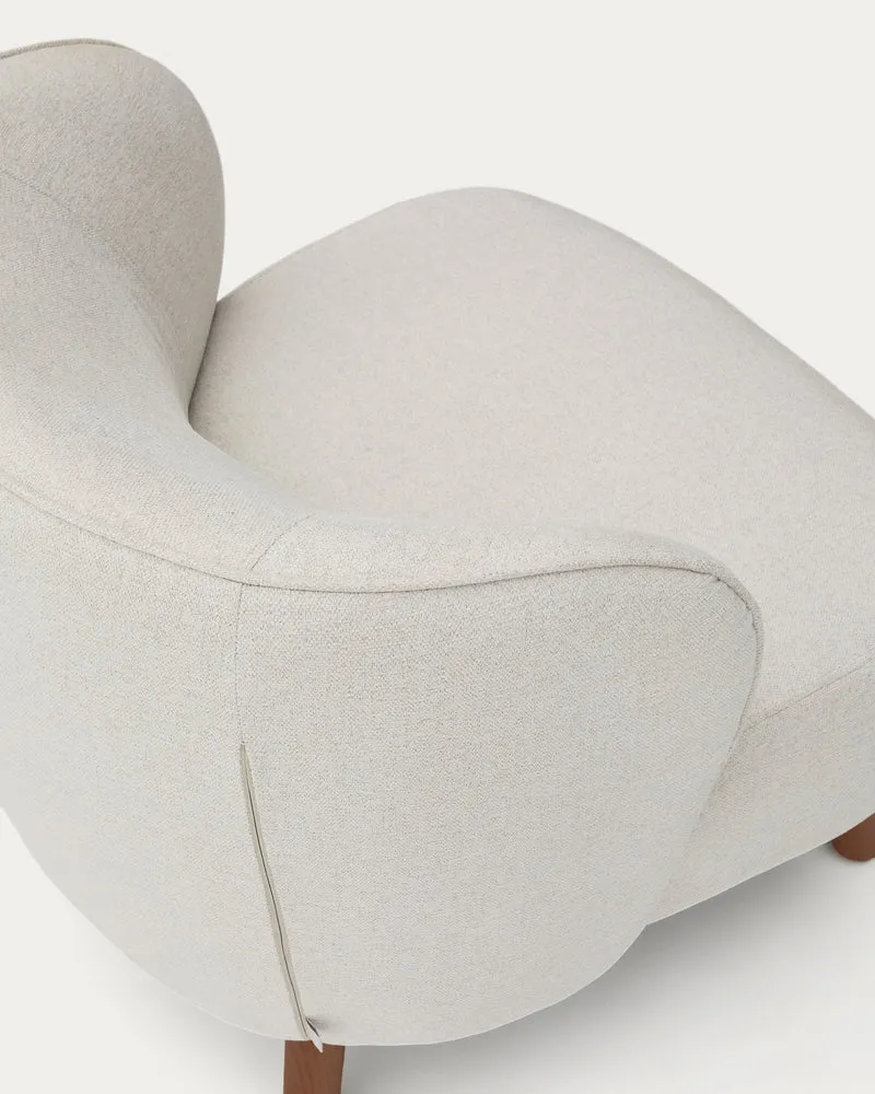 Ulit armchair in beige chenille walnut finish legs