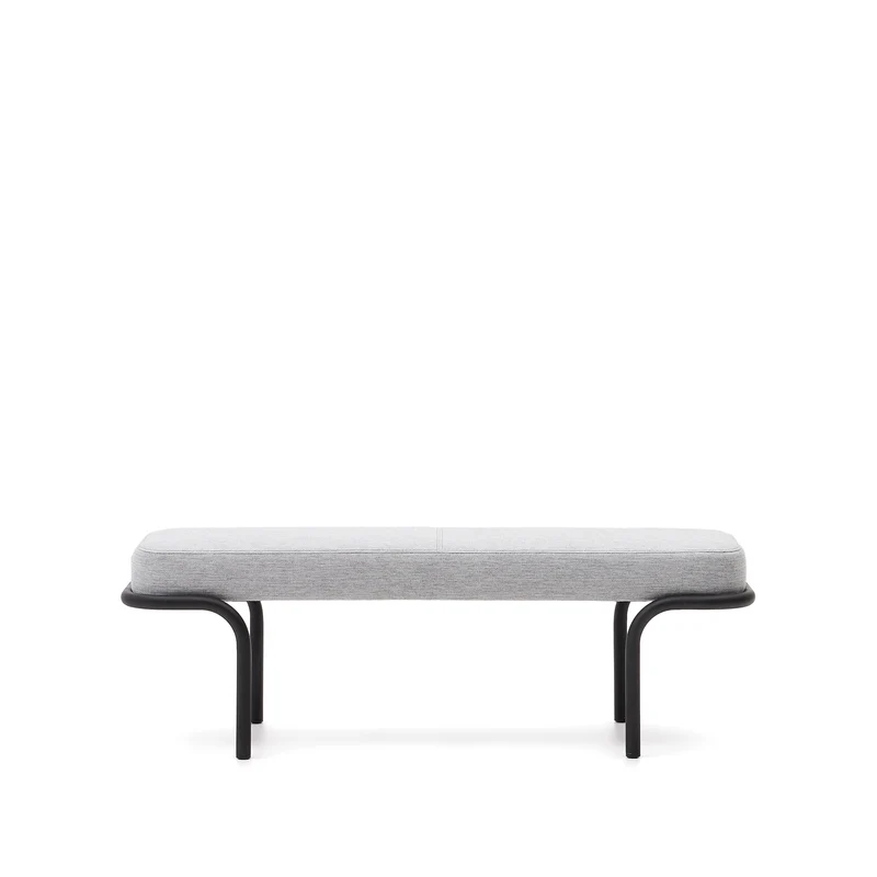 Compo bench in grey and black metal structure, 130 cm