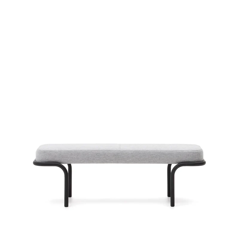 Compo bench in grey and black metal structure, 130 cm