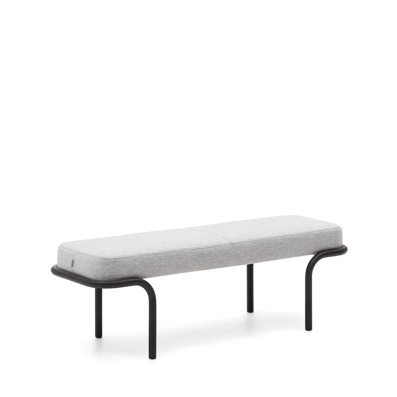 Compo bench in grey and black metal structure, 130 cm