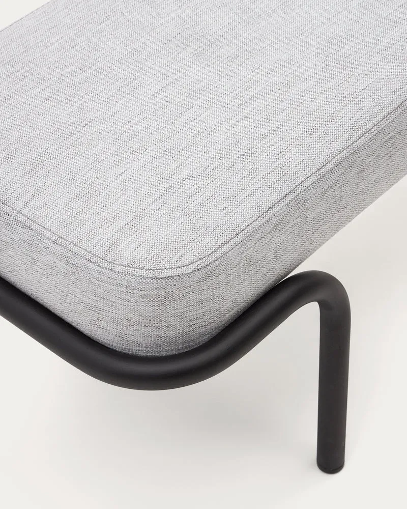 Compo bench in grey and black metal structure, 130 cm