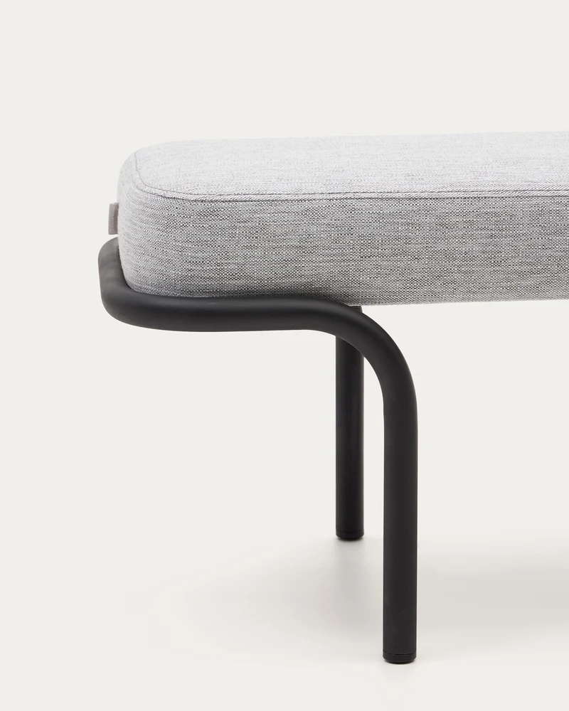 Compo bench in grey and black metal structure, 130 cm