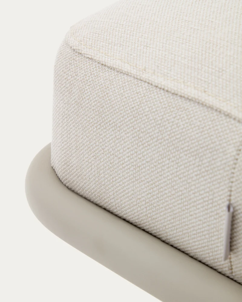 Compo bench in beige chenille and beige metal structure, 130 cm