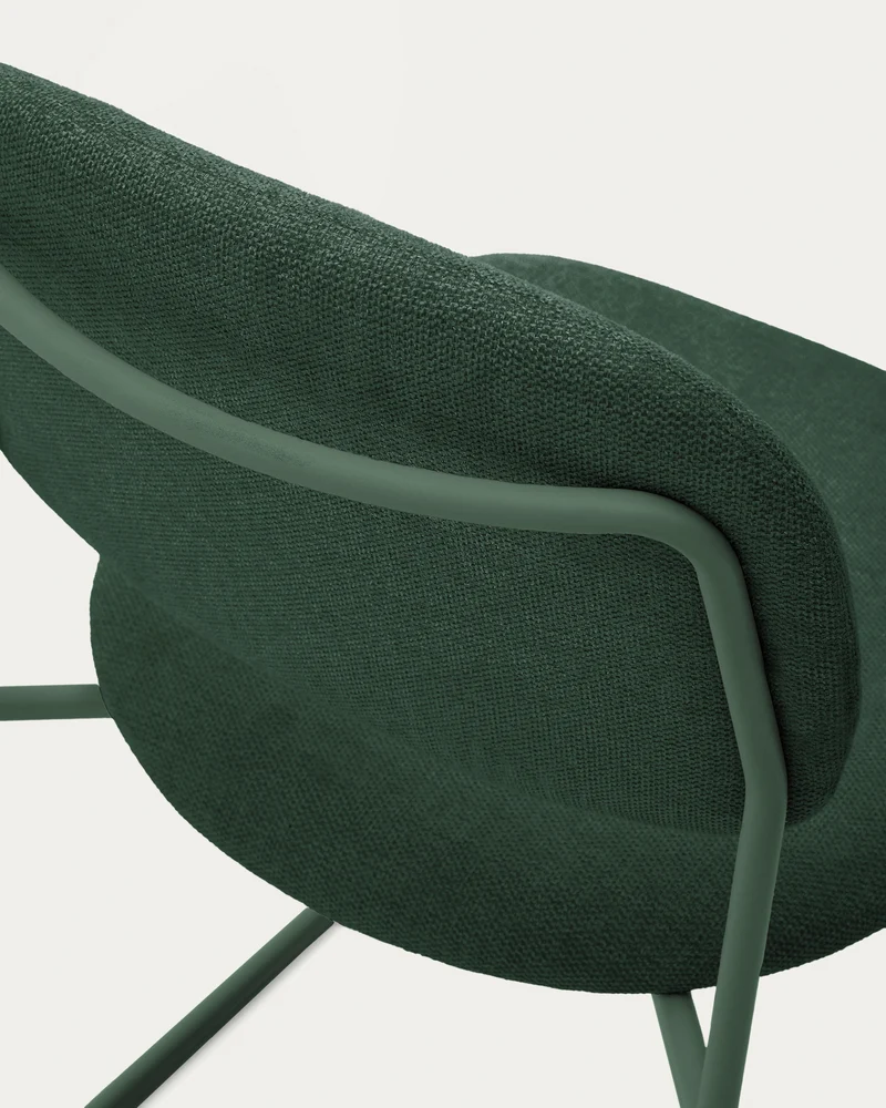 Meli stackable chair in green chenille with green metal legs