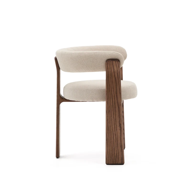 Granite 3-legged chair beige chenille & walnut