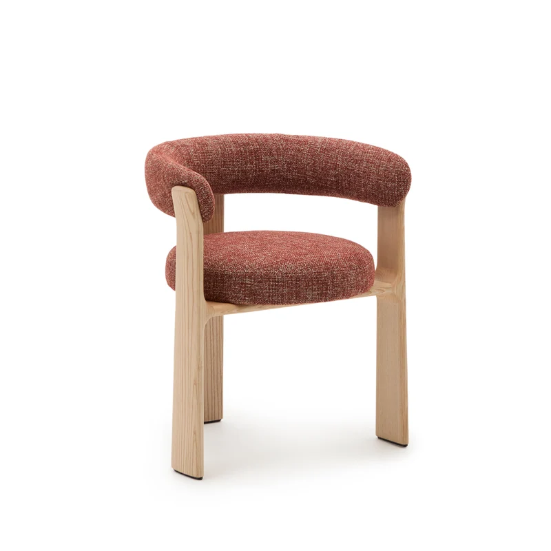 Granite 3-legged chair terracotta chenille & ash