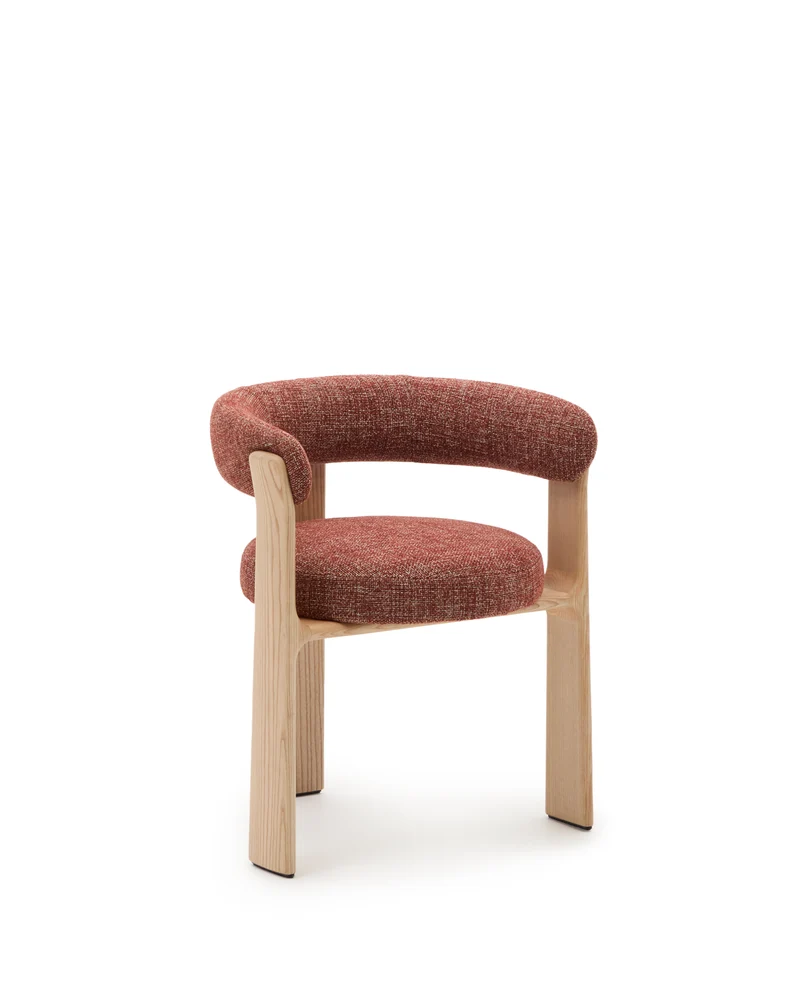 Granite 3-legged chair terracotta chenille & ash