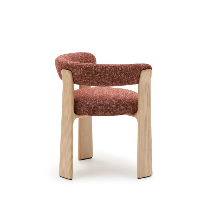 Granite 3-legged chair terracotta chenille & ash