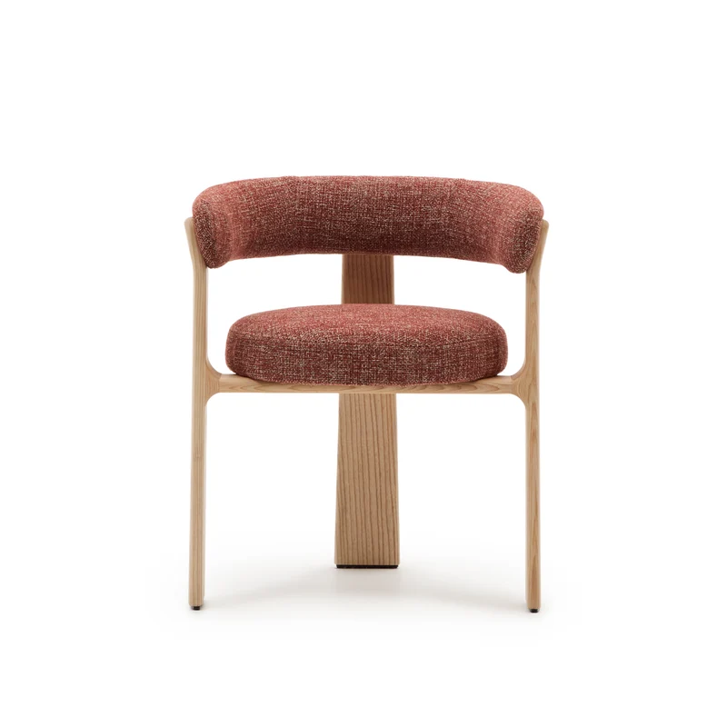 Granite 3-legged chair terracotta chenille & ash