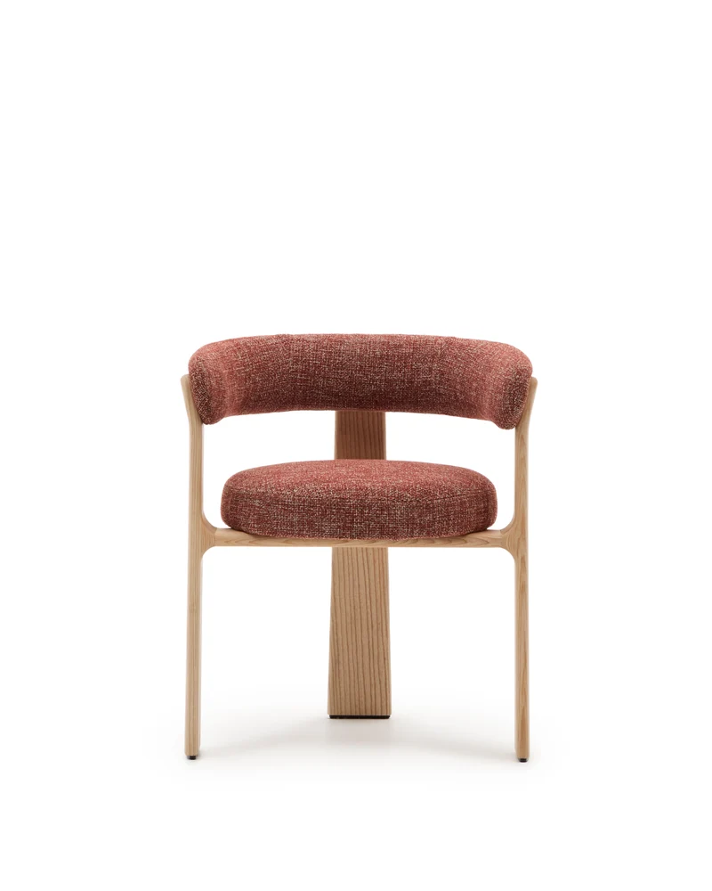 Granite 3-legged chair terracotta chenille & ash