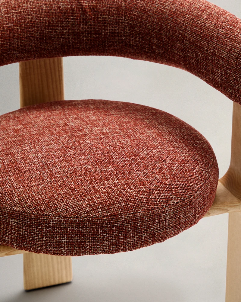 Granite 3-legged chair terracotta chenille & ash