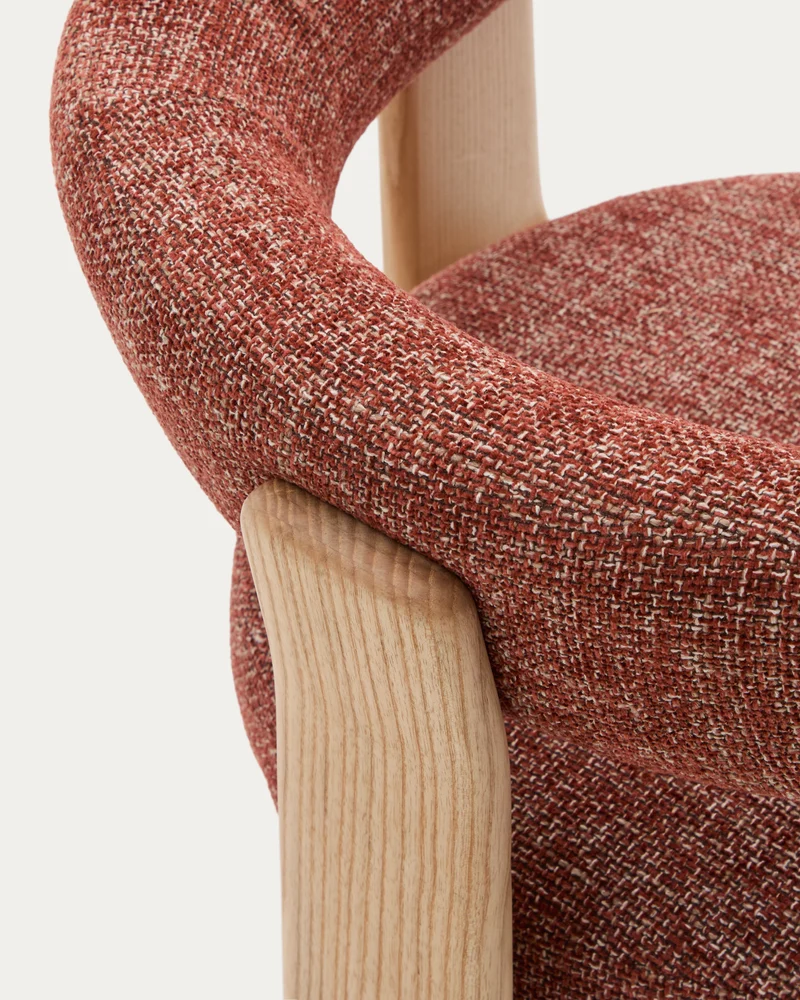 Granite 3-legged chair terracotta chenille & ash
