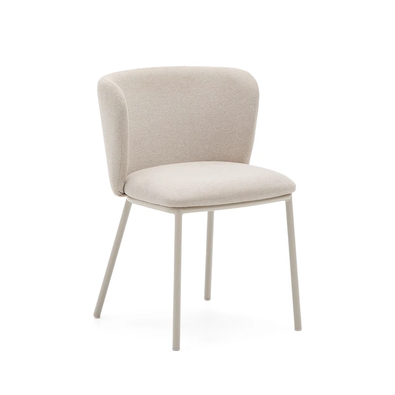 Ciselia chair in beige chenille and beige legs