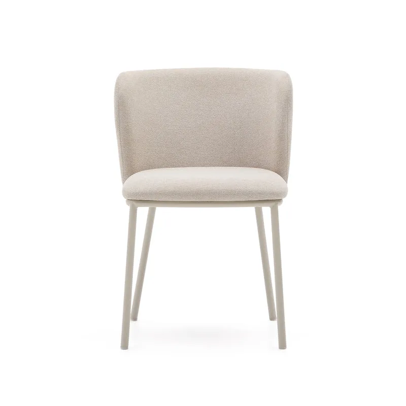 Ciselia chair in beige chenille and beige legs