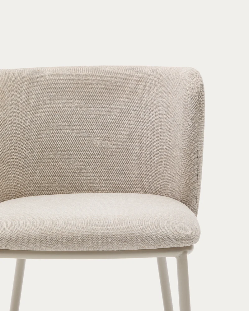 Ciselia chair in beige chenille and beige legs