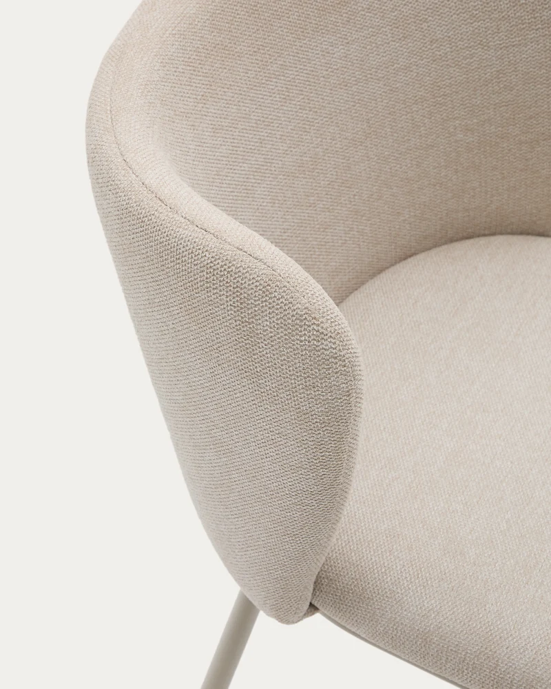 Ciselia chair in beige chenille and beige legs