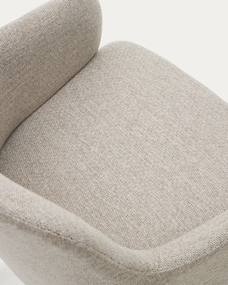 Nelida chair in brown chenille and solid beech wood in a walnut finish