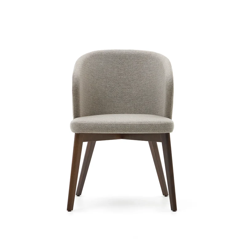 Darice chair in brown chenille and solid beech wood in a walnut finish