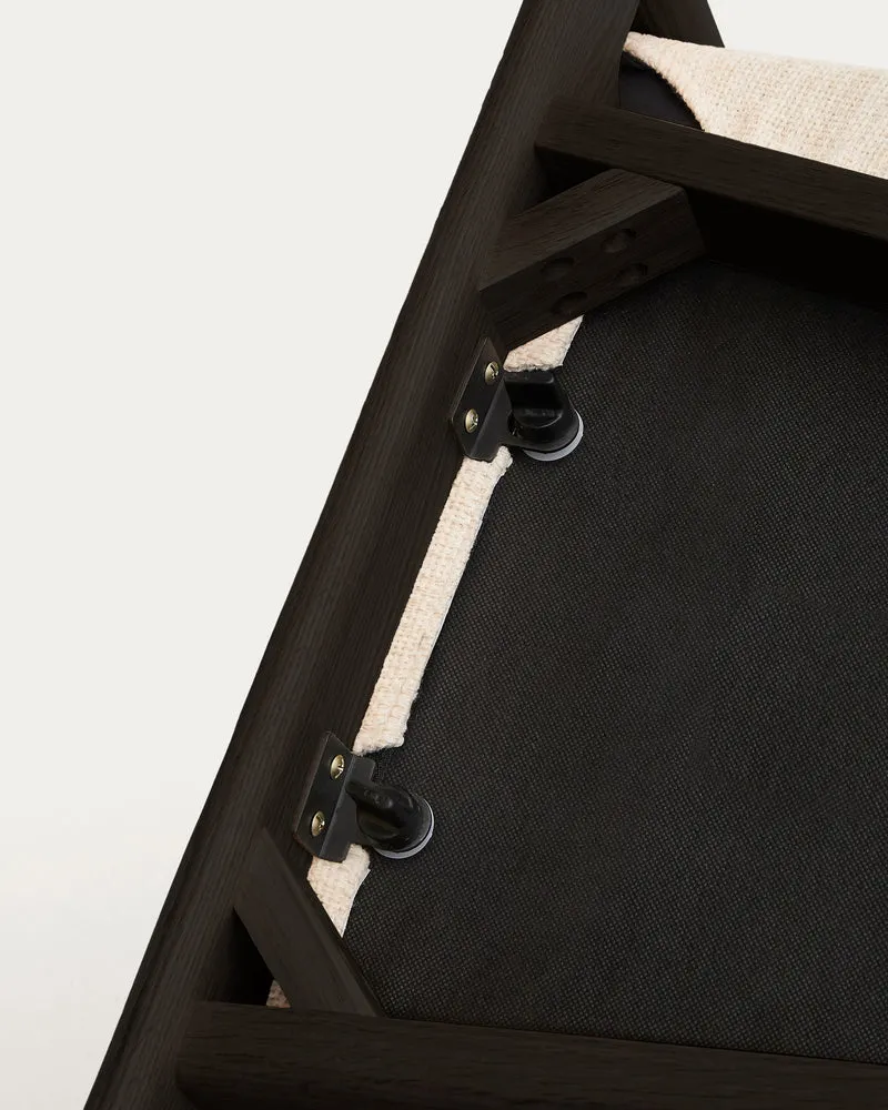 Alocs chair removable cover in beige chenille solid oak wood black finish FSC Mix Credit