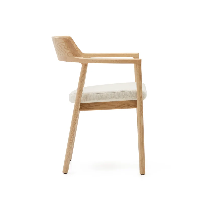 Alocs chair removable cover in beige chenille solid oak wood natural finish FSC Mix Credit