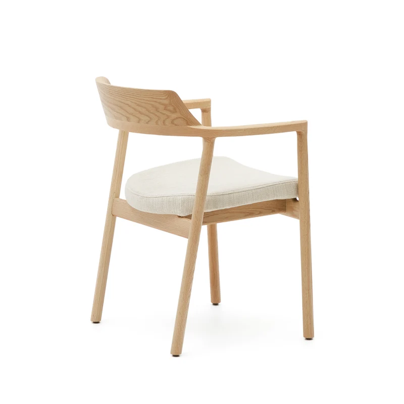 Alocs chair removable cover in beige chenille solid oak wood natural finish FSC Mix Credit