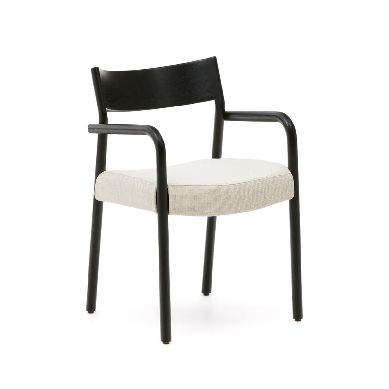 Falconera chair with a removable cover in solid oak wood with black finish FSC Mix Credit