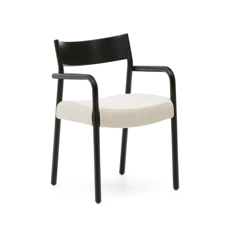 Falconera chair with a removable cover in solid oak wood with black finish FSC Mix Credit