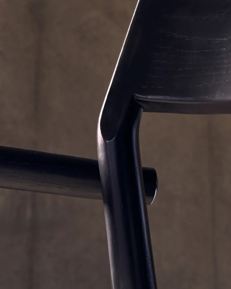 Falconera chair with a removable cover in solid oak wood with black finish FSC Mix Credit