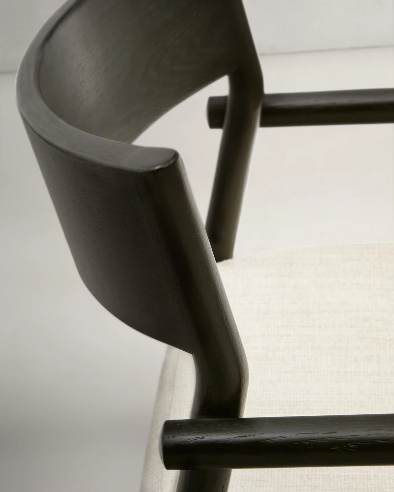 Falconera chair with a removable cover in solid oak wood with black finish FSC Mix Credit